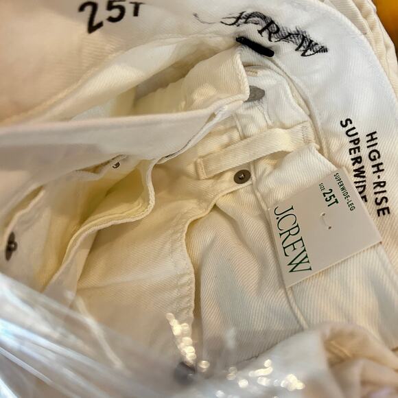 NWT J. Crew High Rise Super Wide Leg Jeans 25 25T Tall White Denim BX952 J.Crew - Picture 6 of 6